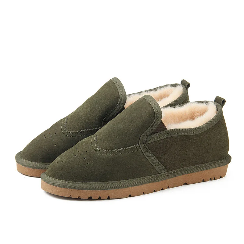 

Casual elegant for the autumn and winter warm Genuine Leather lazy shoes Men's snow boots leather plus velvet men's winter shoes