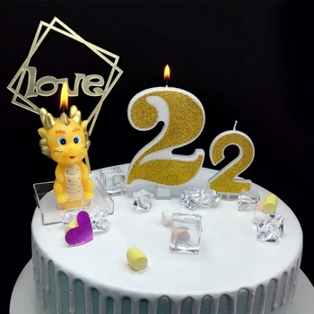 

Extra large golden glitter digital candle cake decoration wedding confession 520 children birthday