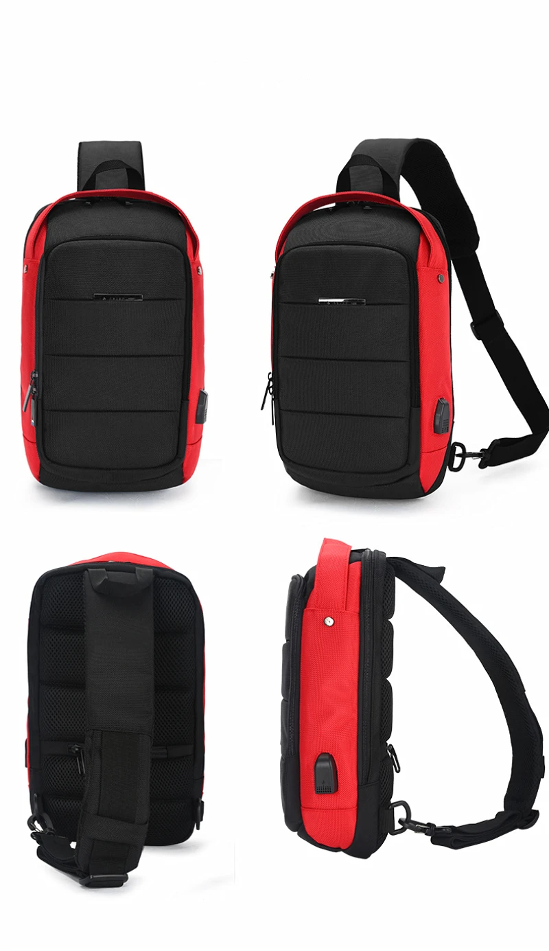 OZUKO брендовая сумка через плечо мужские нагрудные сумки внешний интерфейс USB Одиночная сумка на плечо многофункциональная модная нагрудная сумка
