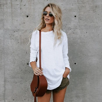 

Autumn Winter Top Shirts Casual Women T Shirts Slash Neck Long Sleeve Tshirt Ladies Loose Plus Size T-shirt Tees 7Q2248