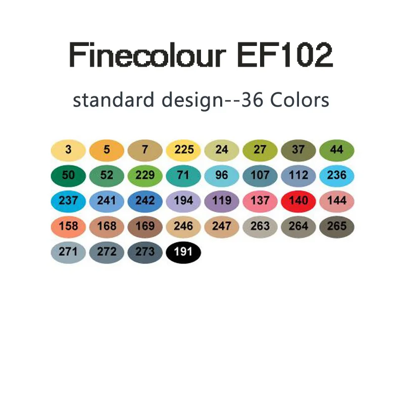 Finecolour на спиртовой основе маркеры с кистью EF102 мягкий ультра тонкого помола ручки 12/24/36/60/72 Цвета школьный комплект с двойной головкой маркер для рисования - Цвет: 36 colors