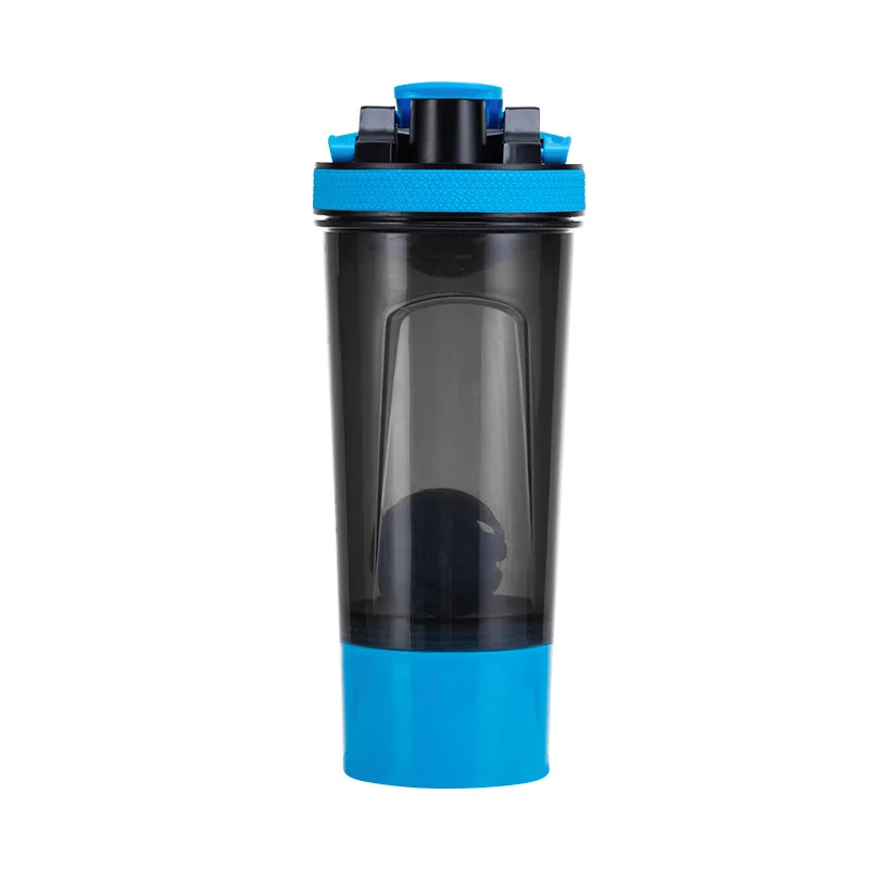 Синий 650 мл сывороточный протеин, порошок шейкер бутылки Спортивная бутылка для воды 3 комбинации портативный герметичный спортзал фитнесс шейкер чашки - Цвет: Синий