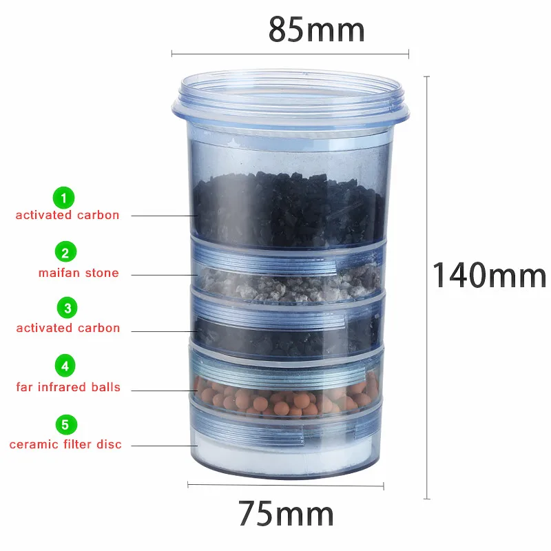 5 Stage Water Filter Cartridge Ceramic Carbon Mineral Water Pot