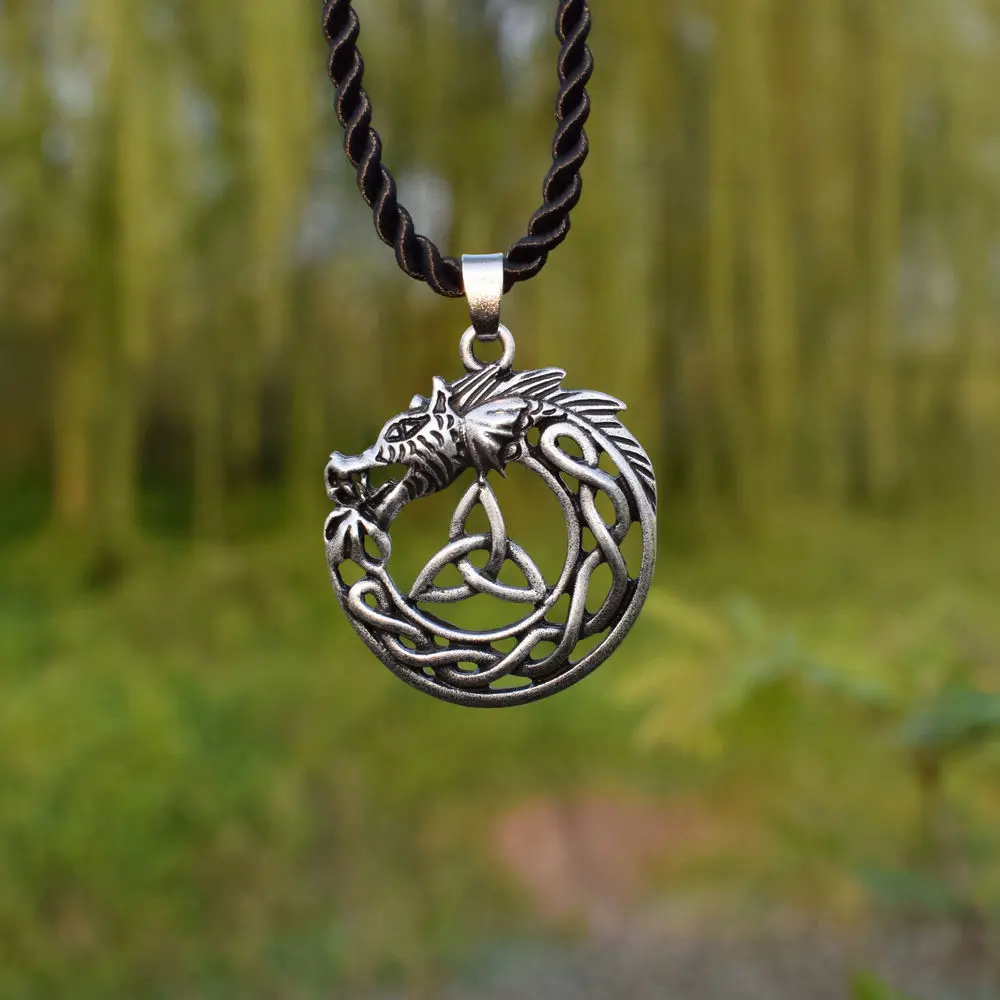 Celtic Dragon Necklace Trinity Knot Mens Pendant Necklaces Viking Jewelry 1pcs - Image 6