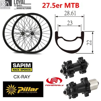 

27.5er 650B Carbon MTB Wheelset 28mm Width 22.61mm Depth XC Cross Country Mountain Bike Wheels with Powerway M42 Hub