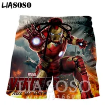 Модные панк Повседневная аниме отдых рок Железный человек для мужчин и женщин Штаны детские спортивные герои Мстители Harajuku пляжные тренировочные брюки Шорты E783