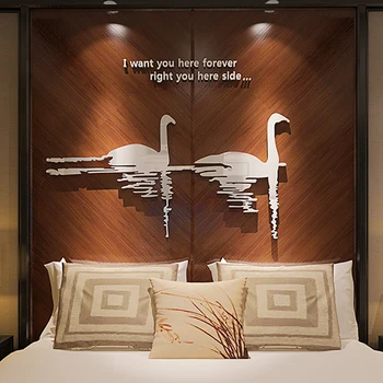 

Swan 3D acrylic three-dimensional wall stickers Romantic wedding room living room bedroom porch corridor decoration