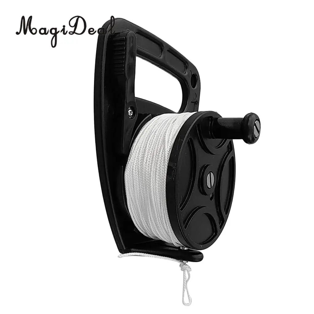 Ultralight Portable SMB Dive Reel Kayak Anchor & Handle, Finger Stopper, 46m Line for Underwater Scuba Diving Snorkeling
