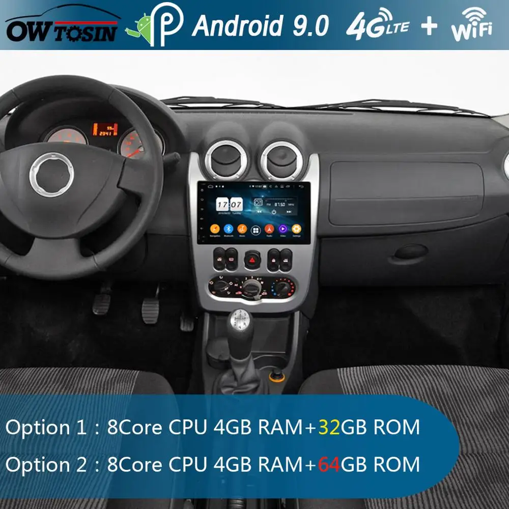 " ips Android 9,0 8 ядерный 4G+ 64G Автомобильный плеер мультимедиа для Renault Logan Sandero Duster DACIA Logan Sandero CarPlay DSP Parrot BT