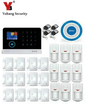 

Yobang Security WIFI GSM GPRS Alarm Mainframe Kits Metal Remote Control Motion Sensor Home Security Alarm System with RFID Tags