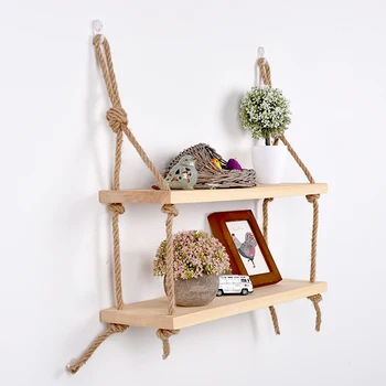 

Wall Decoration Rack multi-functional Rope Wall Solid Wood Wall Hanging Living Room Wall Decoration Shelf Home Finishing Storage