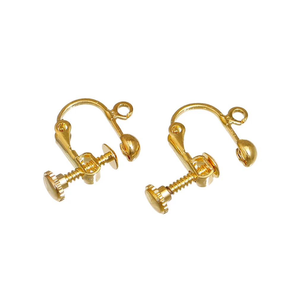 Doreen Box Copper Screw Back Clips Earring s Gold color W/ Loop 21mm( 7