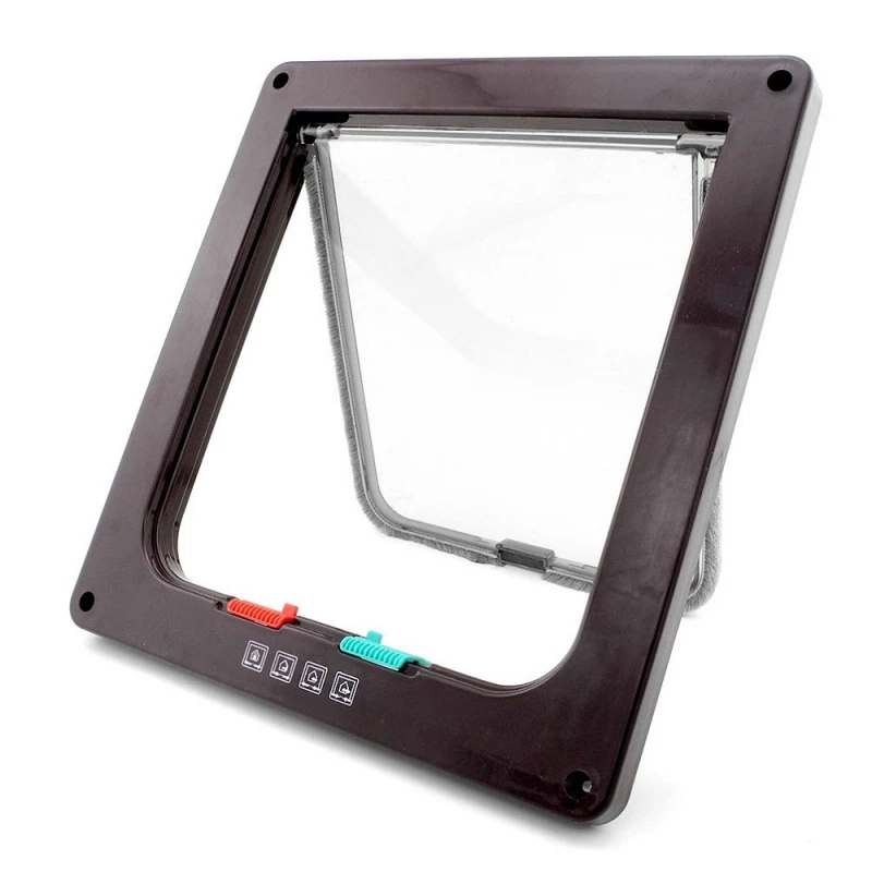 4Way-Pet-Cat-Puppy-Dog-Supplies-Lock-Frame-Safe-Security-Flap-Door-Gate-Brown-Size-S_1_800x800