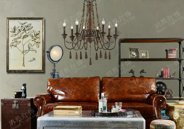 Nordic moder simple American France vintage rural style mediterranean real wooden chandelier