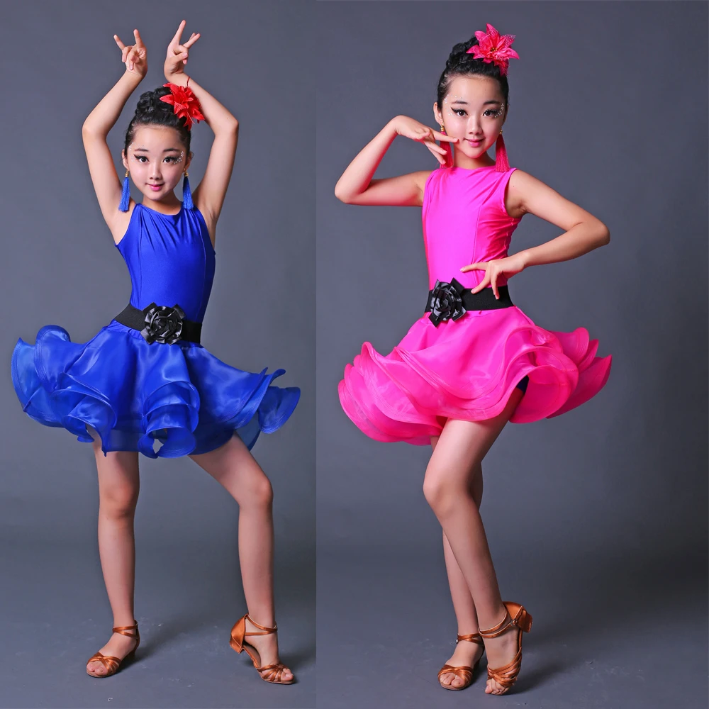 

Girls Latin Dance Dress for Compeition Children Modern Ballroom Stage Dance Dress Tango Dancing Dress costumes Dancewaer Outfits