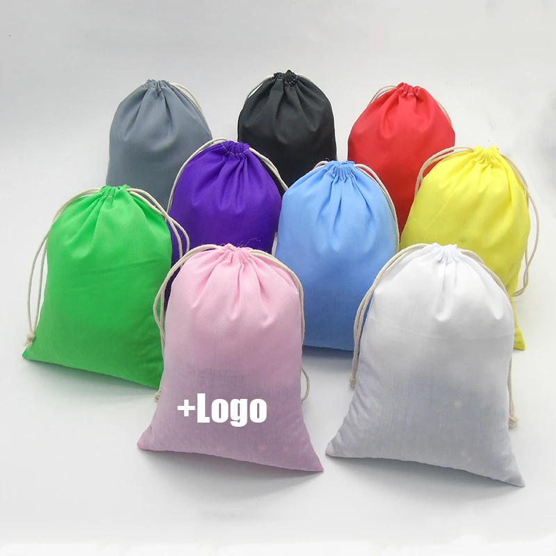 

Cotton Bag for Packaging Jewelry/Makeup/Gift/Wedding/Party/Storage/Shoe Bags Cotton Drawstring Pouches Print Logo Custom