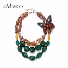 EManco Estilo Retro Étnica Tendencia de Múltiples Capas Accesorios Collar para Las Mujeres Verde Resina Mariposa Joyería de Moda Desmontable