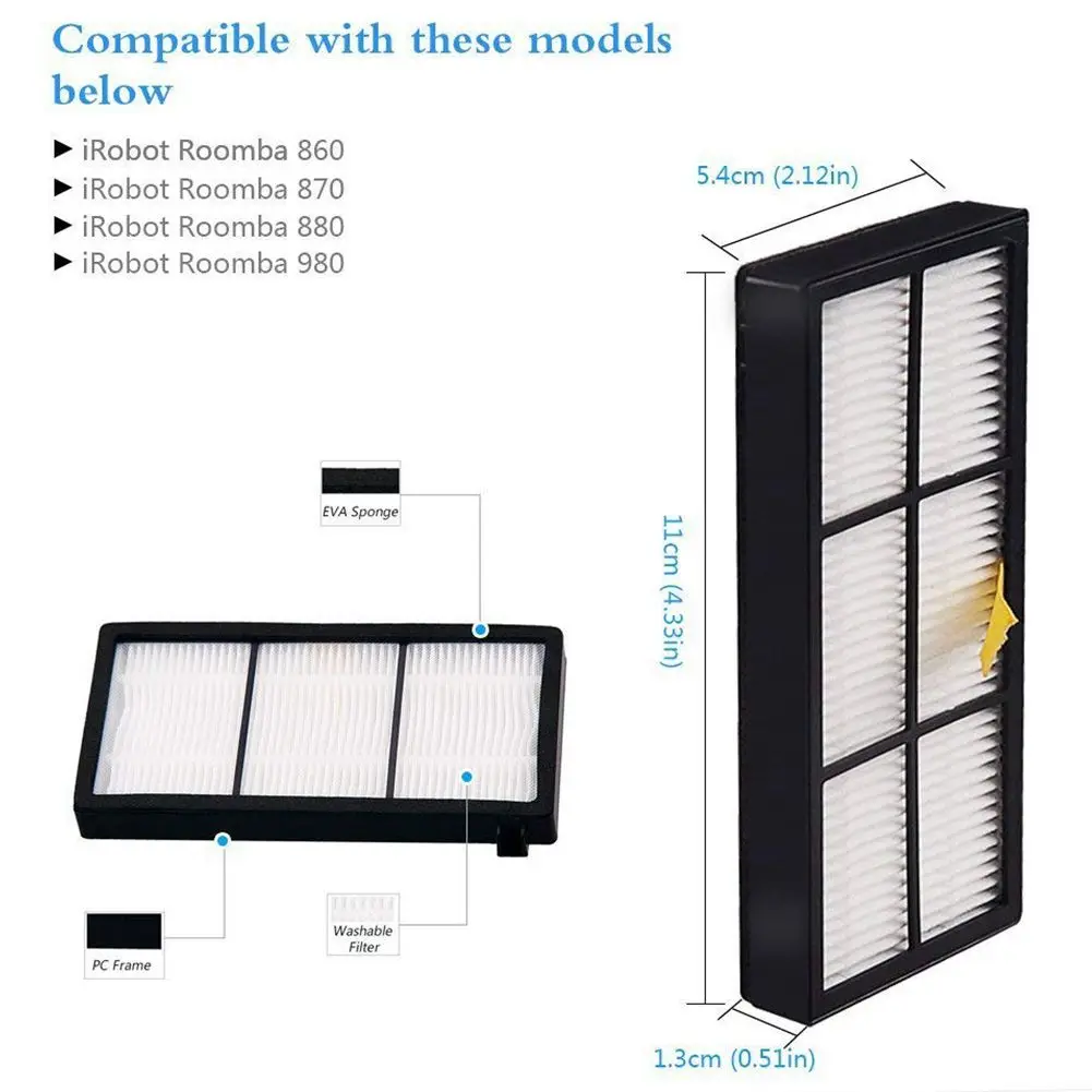 HEPA фильтры заменить набор кистей Запчасти аксессуары для IRobot Roomba 805 860 861 865 866 870 871 880 885 960 966 980 серии