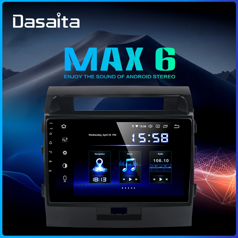

Dasaita 10.2" Android 9.0 Auto Car 1 Din Radio for Toyota Land Cruiser LC200 2008 2009 2010 2011 2012 2013 TDA7850 4GB RAM