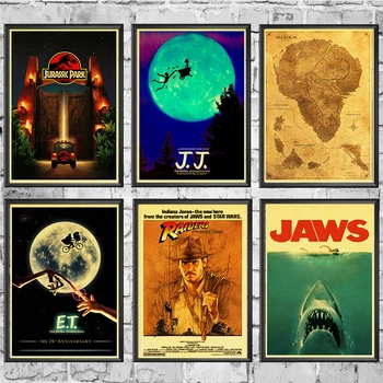 

E.T. /JAWS/The Termina/Jurassic Park Spielberg Movie Posters Retro Wall Posters Art Printed Painting Wall Stickers