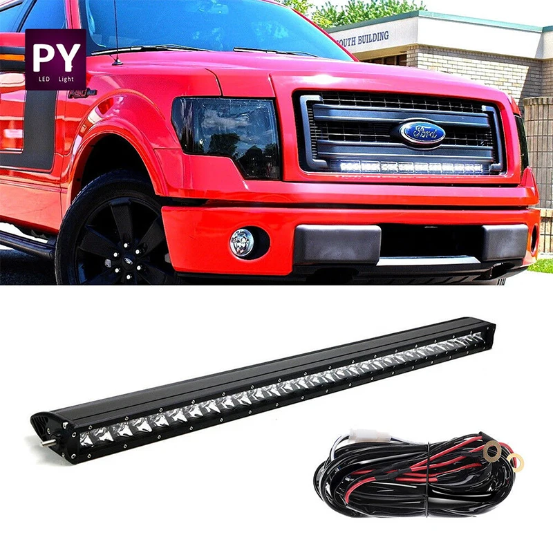 

LED Light Bar Single Row 31Inches 150W Spot Flood Combo Beam with Wiring Harness Compatible for Ford SUV Truck Jeep Cherokee