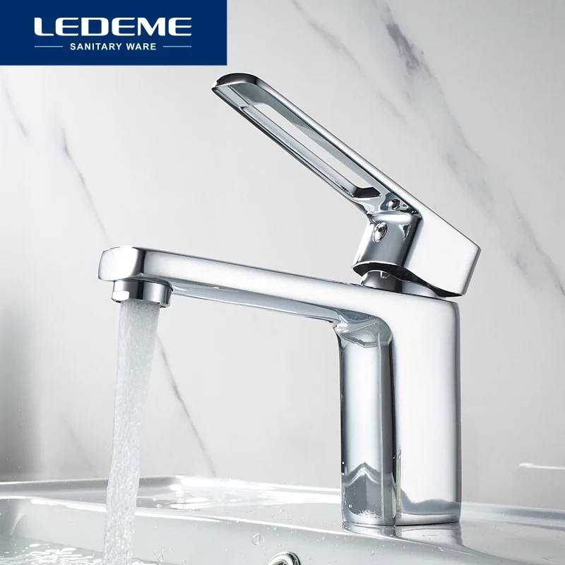 Ledeme Badkamer Wastafel Kraan Verchroomd Enkel Handvat Bad Sink Kraan