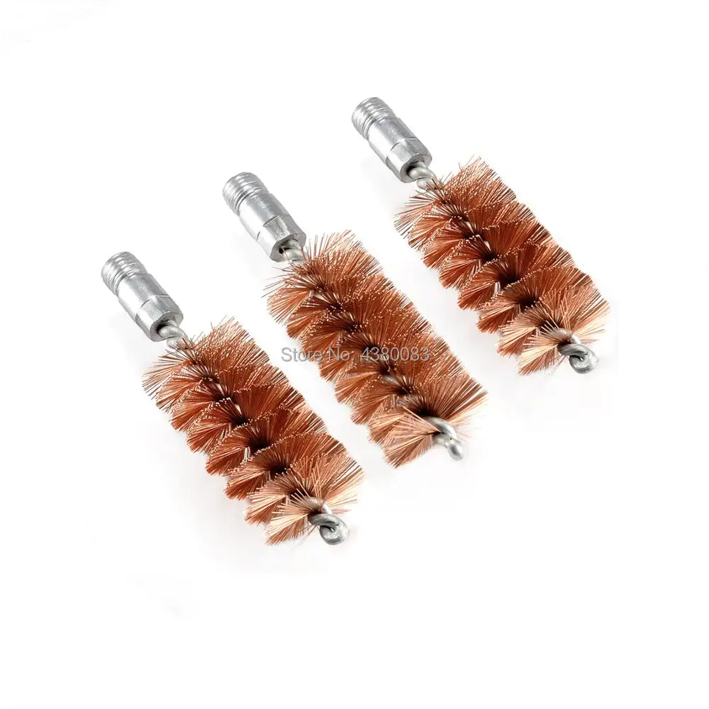 3 Pcs Bronze Bristle Bore Long Brush .12Caliber 5/16 27 Thread for Gun