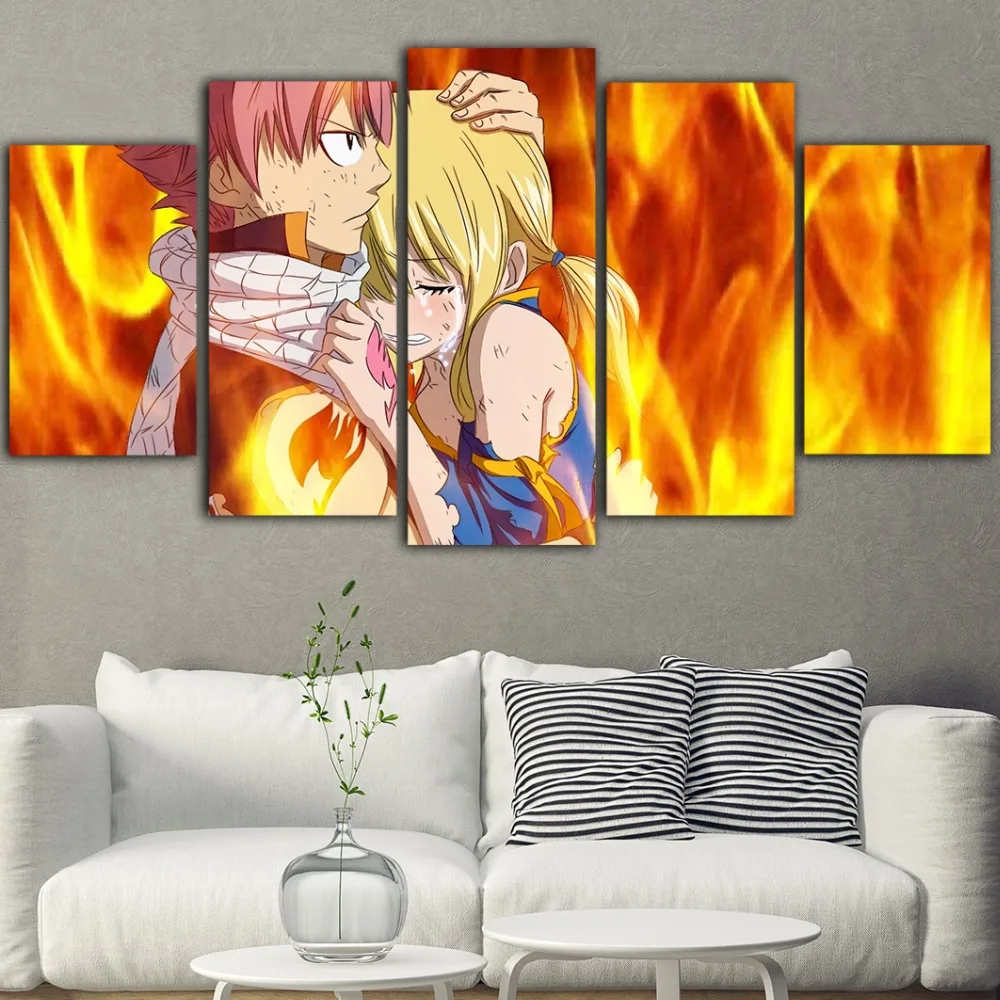 

5 Pieces Fairy Tail Poster Anime Canvas Print Painting Cuadros Decoration Salon Quadri Su Tela Per Soggiorno Tableau Toile Mural