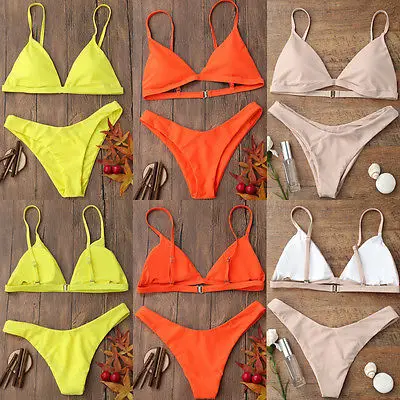 

Hirigin Bandage Women Bikini Set Push-up Padded Bra Swimsuit Solid High Waist Bathing Suit Swimwear New Arrived Summer Beachwear