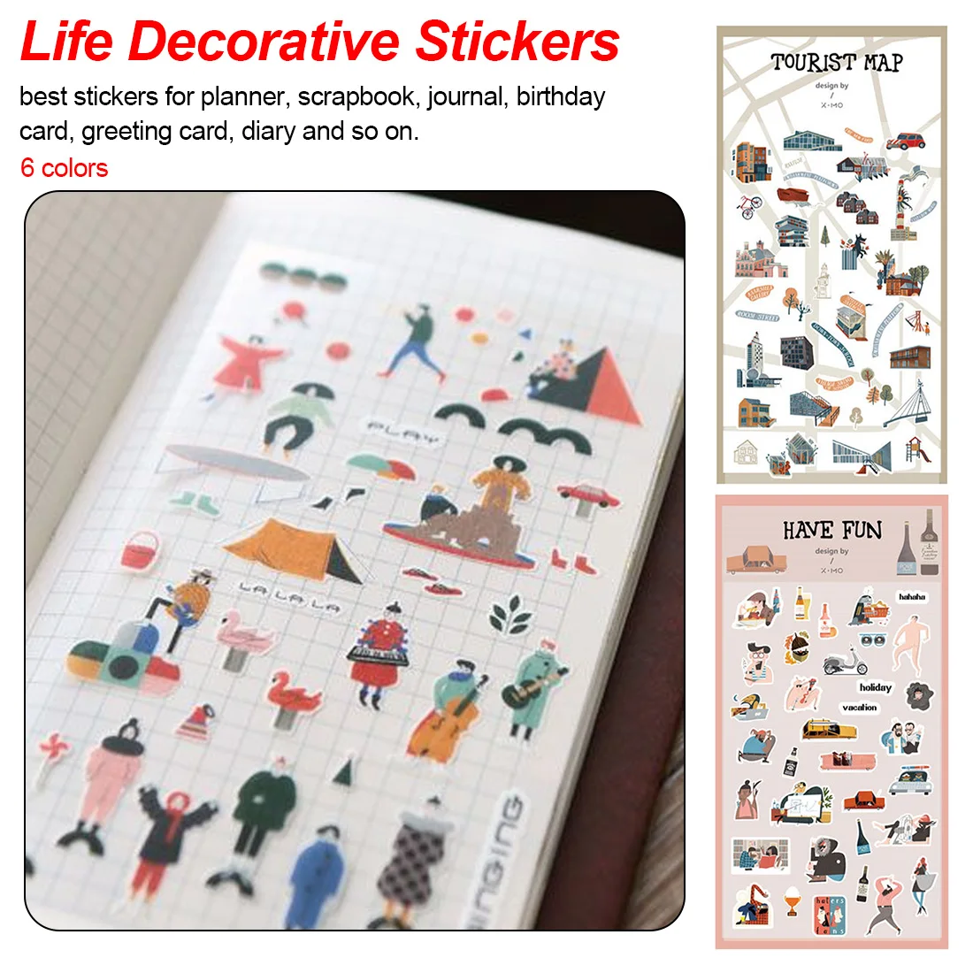 

6 Styles Literature Life Decorative Washi Stickers Hand Account Stick Label Diary Stationery Album Stickers