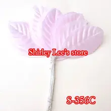 144 булочек = 1440 шт. X маленький атласный лист на проволочном стержне в розовом, атласном листок розы, Свадебный декор.( по EMS