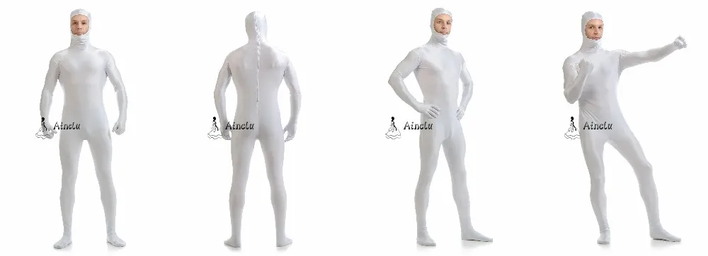 Ainclu Open Face Zentai Cat Suit Green Black White Cosplay Spandex Kids Adult Halloween Party -Zentai shop online