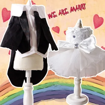 

Princess Cat Dog Wedding dress Pet Cat Tuxedo for Pet Bride Groom Formal Costume Chihuahua Poodle Clothes for Small Dog