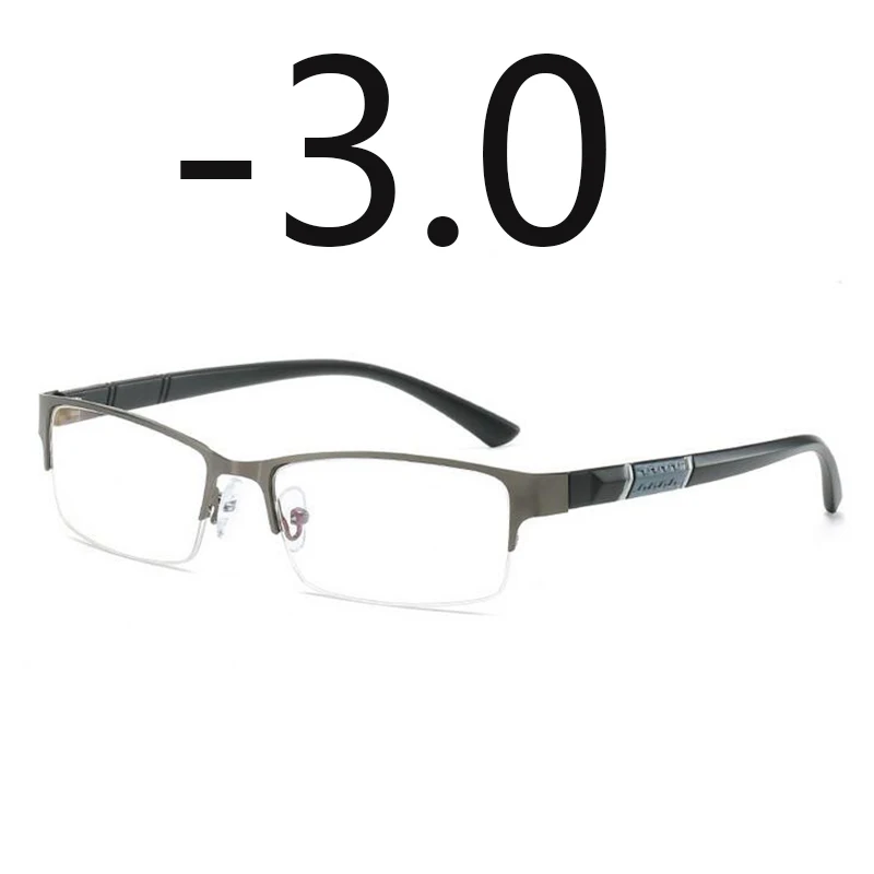 Полуметаллическая Оправа синяя пленка ультра-светильник близорукие очки Смола близорукость унисекс близорукость 0-0,5-1-1,5-2-3-6 - Цвет оправы: gray frame -3.0