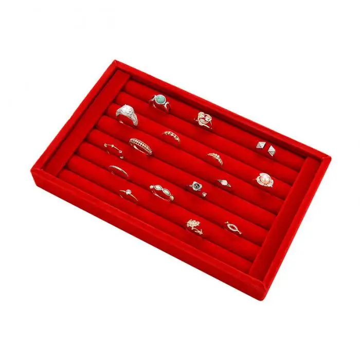 Кольцо Jewelry кулон бархат Дисплей Организатор лоток держатель серьги коробка для хранения ювелирных изделий @ M23