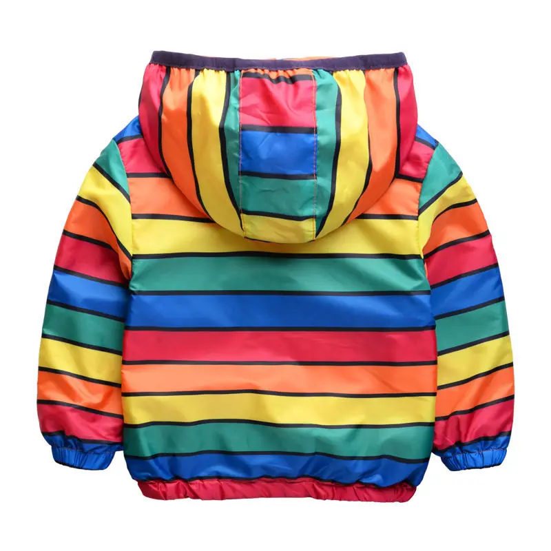 Новая мода обе стороны одежда Детская верхняя одежда в цветную полоску детские куртки с капюшоном Одежда для девочек и мальчиков
