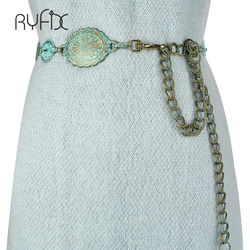 

Vintage Pattern Women Ladies Pendant Women Belt Chain Elegant Waist Belt Metal Designer Belts Luxury Waistband BL390