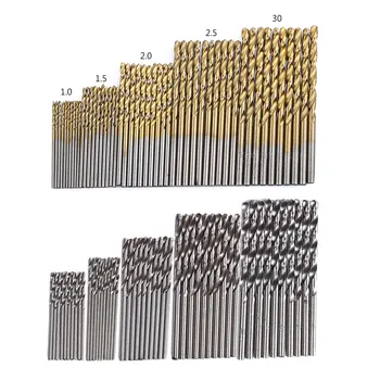 

100pcs 1/1.5/2.0/2.5/3mm Titanium Coated Diamond Twist Drill Bits High Speed Steel HSS Set For Woodworking Plastic And Aluminum
