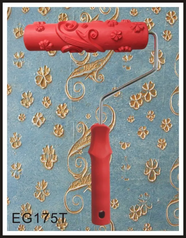 

7 inch RED rubber roller wall decoration painting roller, decorative wall paint roller with hand grip,Flower EG175