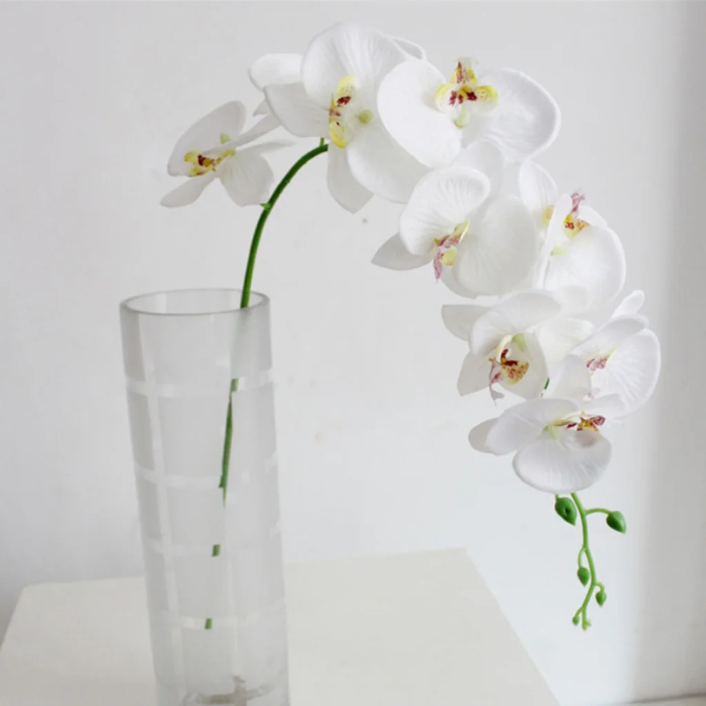 4 Piece Long Stem Phalaenopsis White Orchid for Home Wedding Hotel Office Decoration