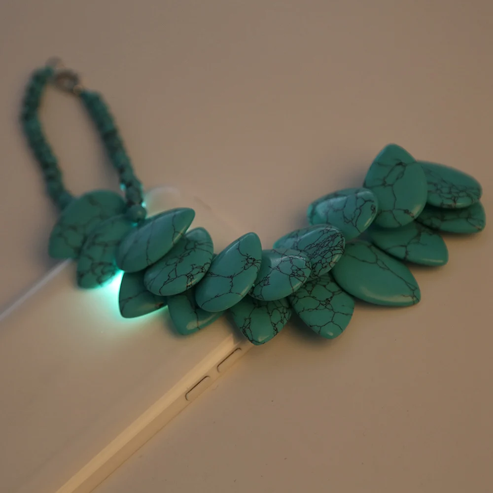 Yumten ожерелье из драгоценного камня бирюзы чокер с украшением в виде кристаллов аксессуары листик разноцветный камень «reiki» яркие ювелирные изделия, ювелирные изделия в богемном стиле цепочки женские кулоны