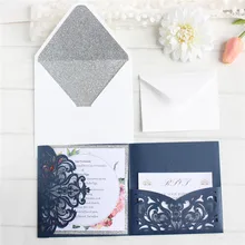 Персонализированные свадебные открытки с конвертом Блестящий внутренний RSVP роскошные приглашения Поздравительные открытки 50 шт предложение печать