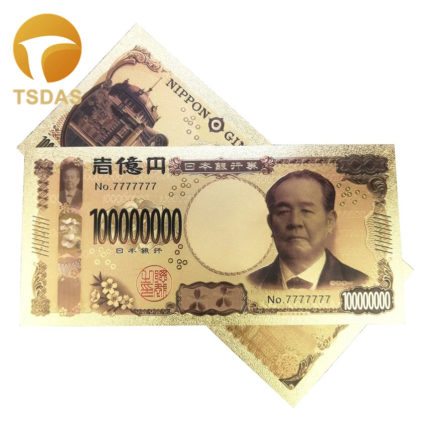 

Japan Gold Plated Banknote 10pcs/lot 100 Million JPY Fake Banknotes Japanese Collectible Gold Banknote for Business Gift