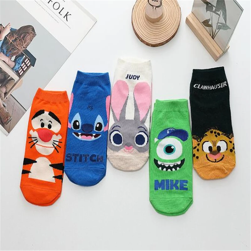 

Cotton Aberdeen Cartoon Ladies Socks Crazed Animal Judy Rabbit Nick Stitch Clawhauser Stitch Mr.Q Tigger Women Socks Cotton