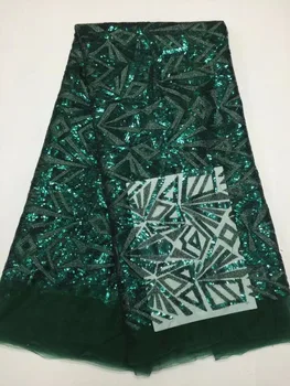 

luxury embroidery best quality african newest lace mesh with sequins material S-1186 for sawing dress