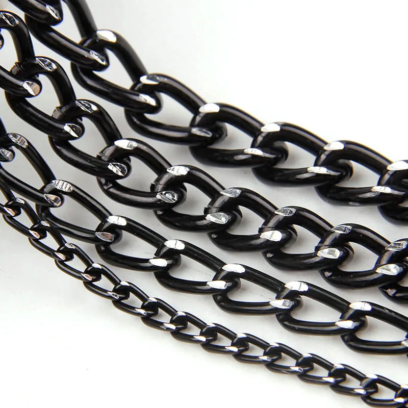 Metal Black Flat Byzantine Necklace Twisted Chains Curb Chains Bulk Fit