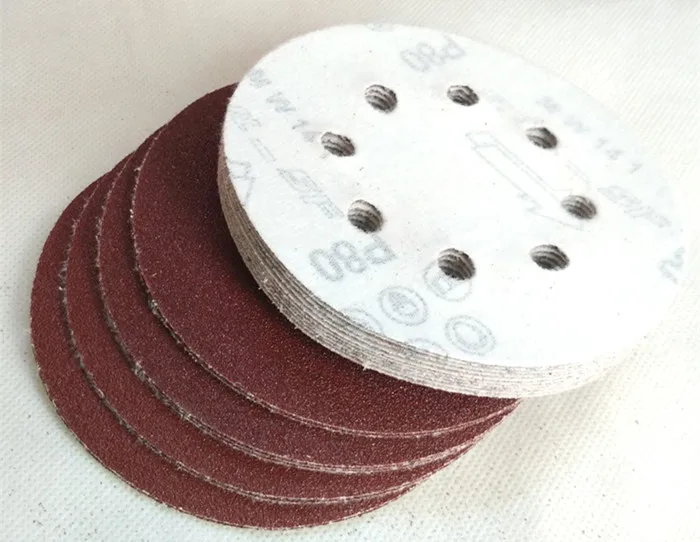 

25pcs 125mm Hook & Loop Abrasive Sand Paper 5 inch red Sanding Disc with 8 holes Grits 40~2000 available