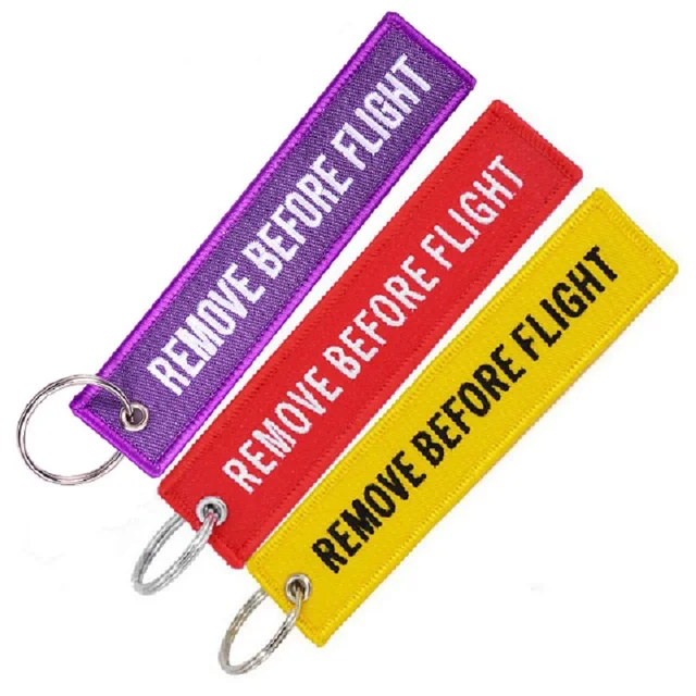 3Pcs/lot Remove Before Flight Keychains For Aviation Gifts Embroidery Customize Keychains Keyring key Holder Cars Sleutelhanger Style19