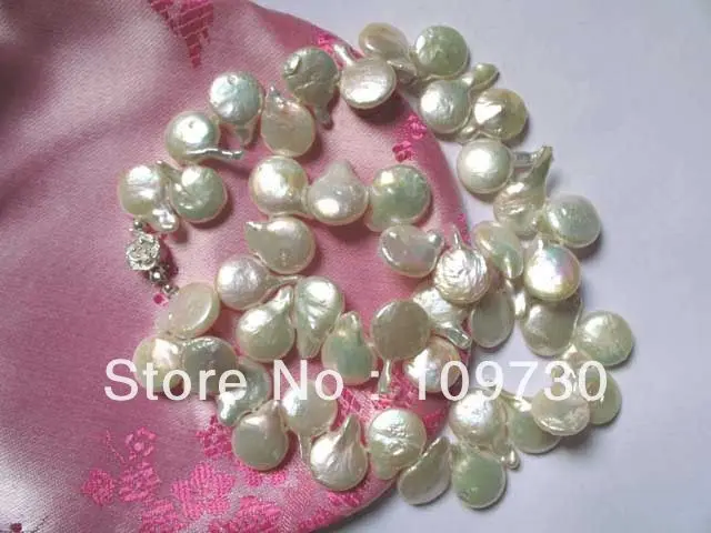 

Jewelry 002014 necklace white freshwater pearl 13x15mm biwa pearl beads