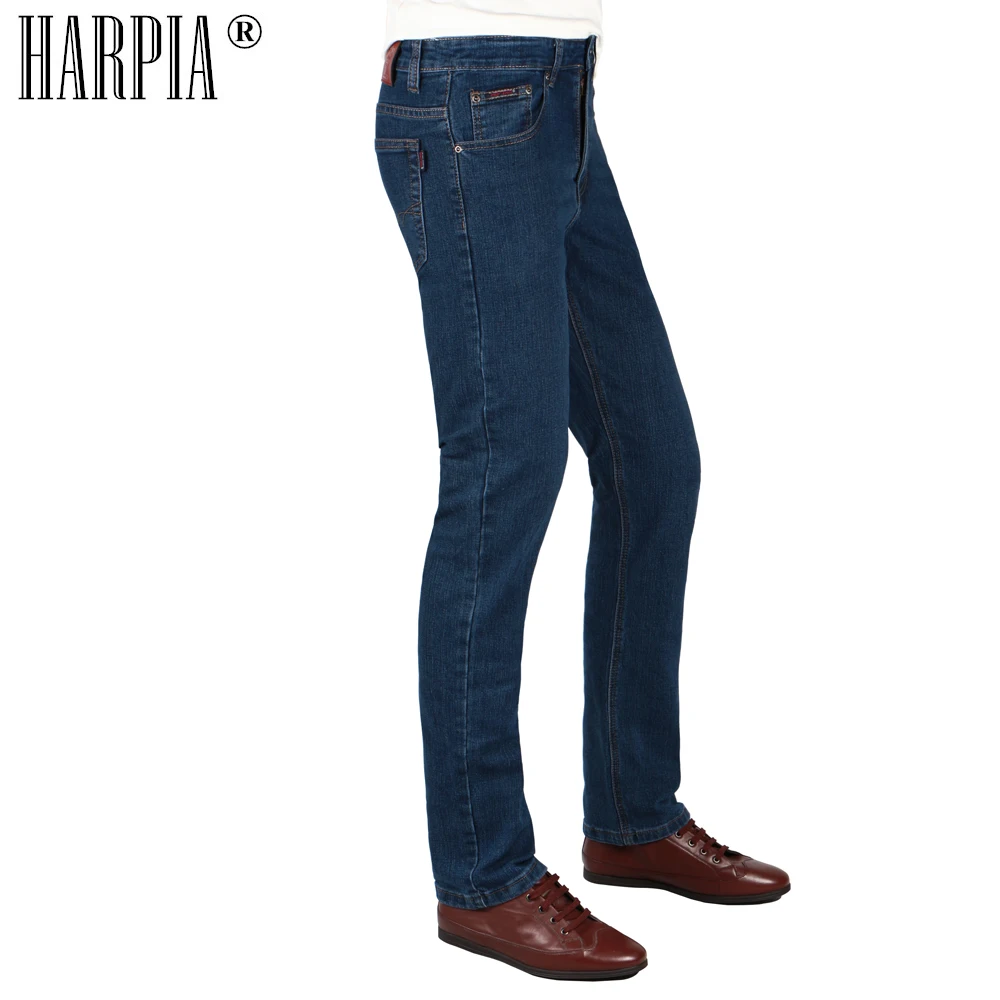 HARPIA Mens Jeans Pants Men Casual Denim Trousers Man Classic Cowboy Long Pants Male Blue elastic Straight Jeans Autumn Winter